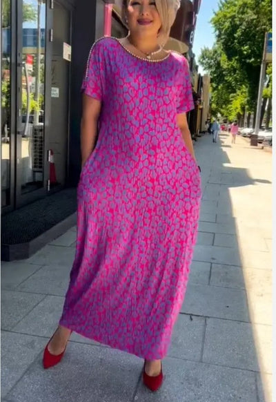 Romilda | Abito Estivo alla Moda con Stampa Floreale e Vestibilità Comoda