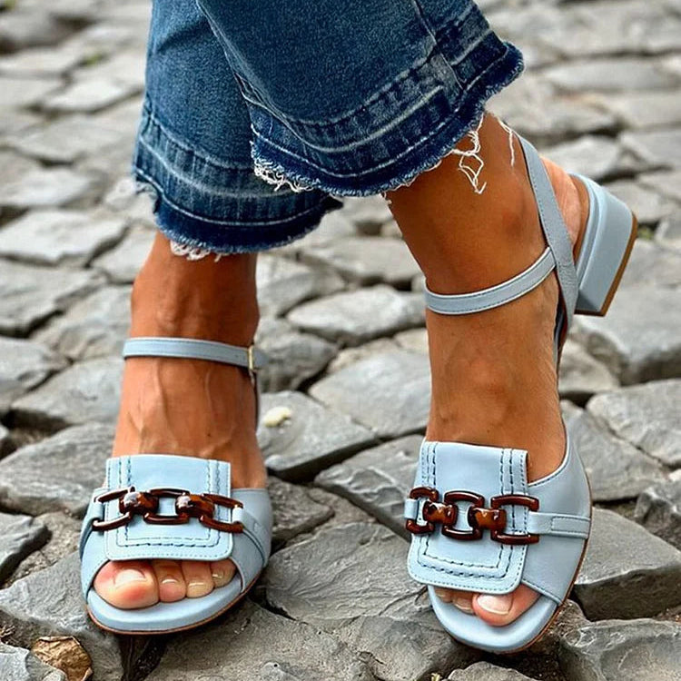 Giulia | Sandali Eleganti con Tacco Azzurro e Dettaglio Raffinato