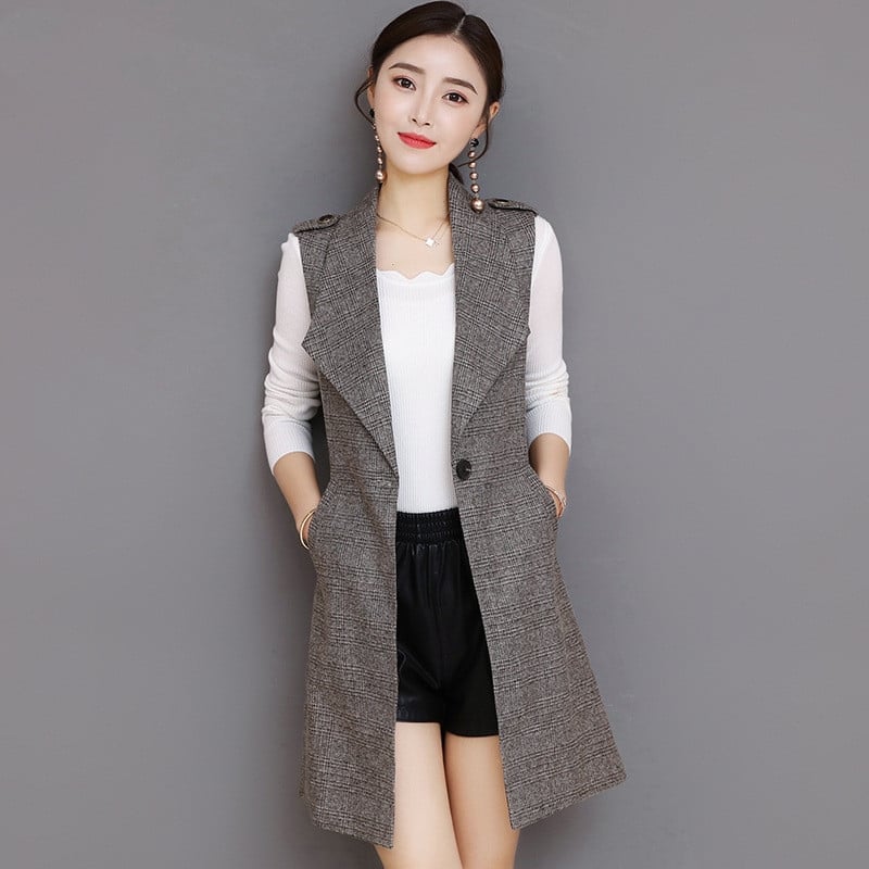Claudia | Gilet Blazer Lungo Senza Maniche