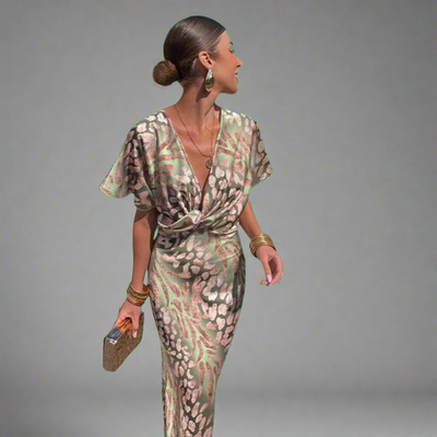 Adalgisa | Maxiabito Elegante in Tessuto Premium con Nodo Strategico