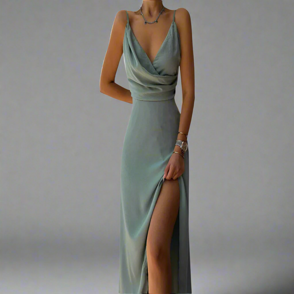 Stefania | Abito da Festa Elegante con Scollo in Tessuto Premium