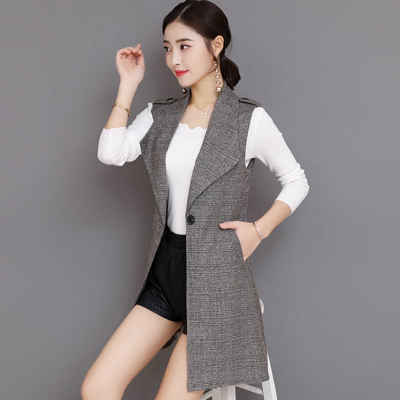 Claudia | Gilet Blazer Lungo Senza Maniche