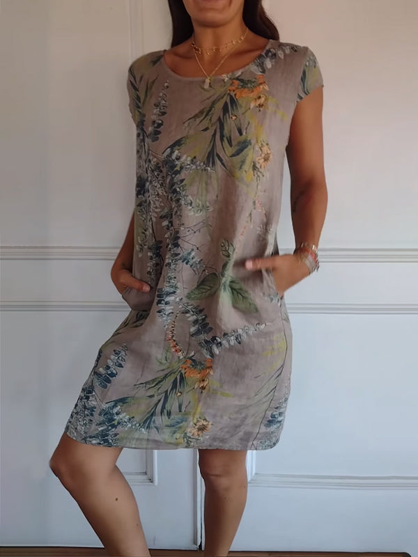 Bertilla | Abito Casual con Stampa Floreale e Tasche Laterali
