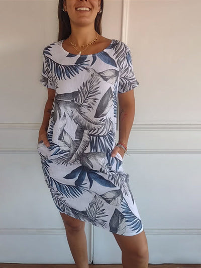 Bertilla | Abito Casual con Stampa Floreale e Tasche Laterali
