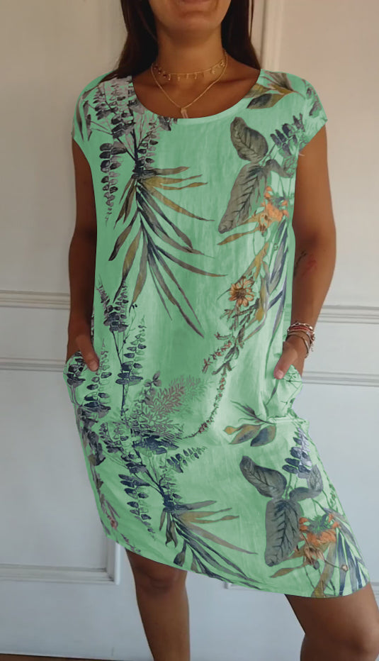 Bertilla | Abito Casual con Stampa Floreale e Tasche Laterali