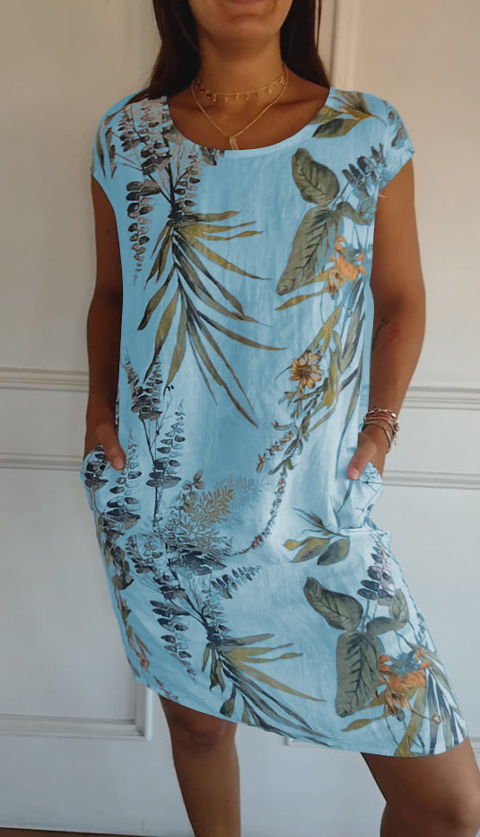 Bertilla | Abito Casual con Stampa Floreale e Tasche Laterali