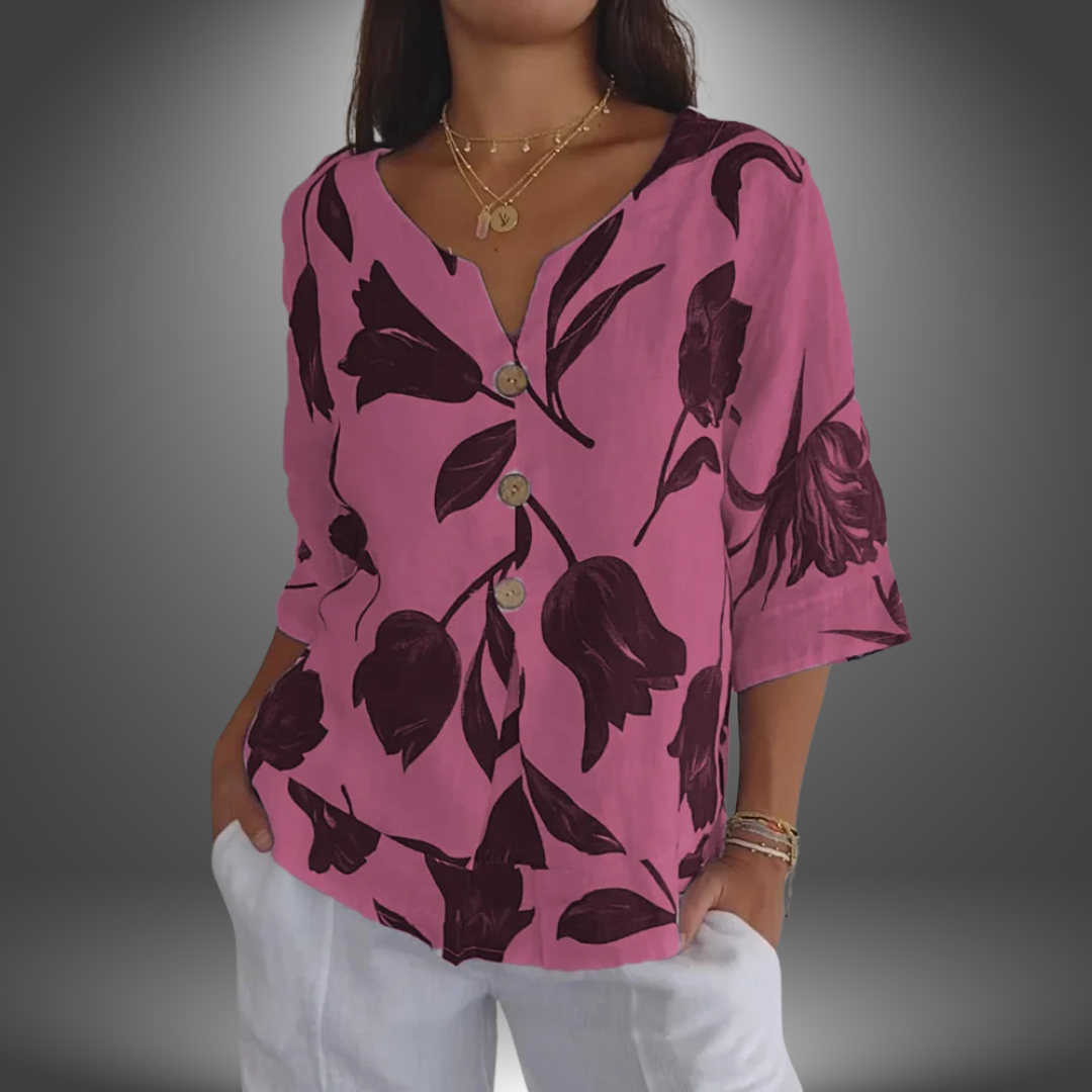 Sofia | Blusa Artigianale con Motivo Floreale Elegante