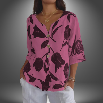 Sofia | Blusa Artigianale con Motivo Floreale Elegante