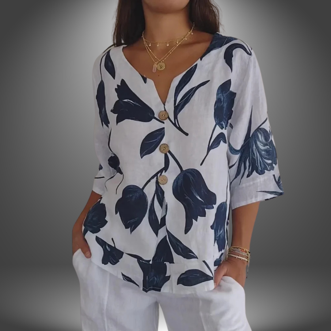 Sofia | Blusa Artigianale con Motivo Floreale Elegante