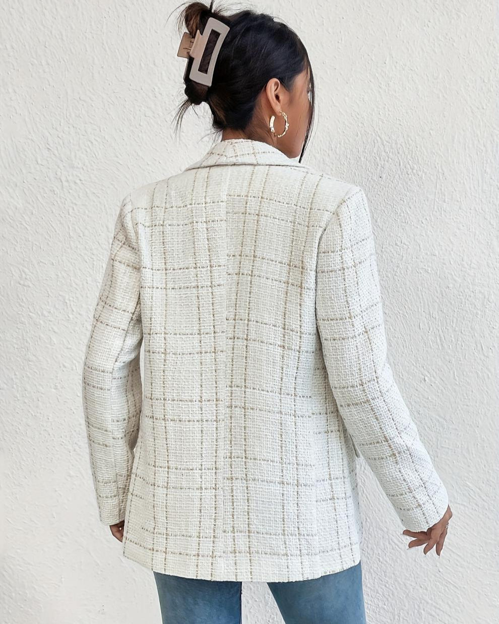 Mara | Blazer Aderente a Quadri con Bottonatura Frontale