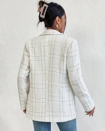 Mara | Blazer Aderente a Quadri con Bottonatura Frontale