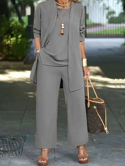 Lucy | Set Elegante 3 Pezzi con Cardigan, Top e Pantaloni per Uno Stile Completo