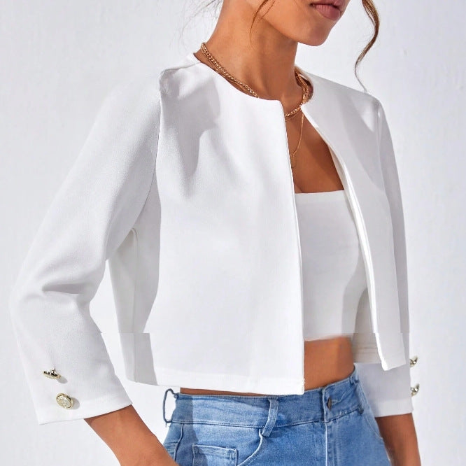 Beatrice | Giacca Bomber Slim Con Bottoni E Maniche 3/4