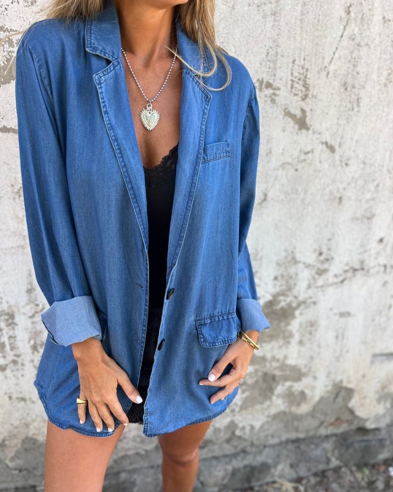 Gioconda | Giacca in Denim Casual con Tasche Multiple