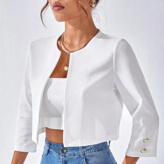 Beatrice | Giacca Bomber Slim Con Bottoni E Maniche 3/4