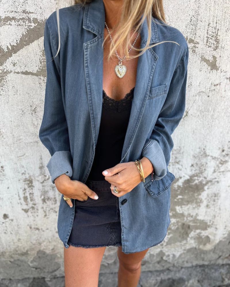 Gioconda | Giacca in Denim Casual con Tasche Multiple