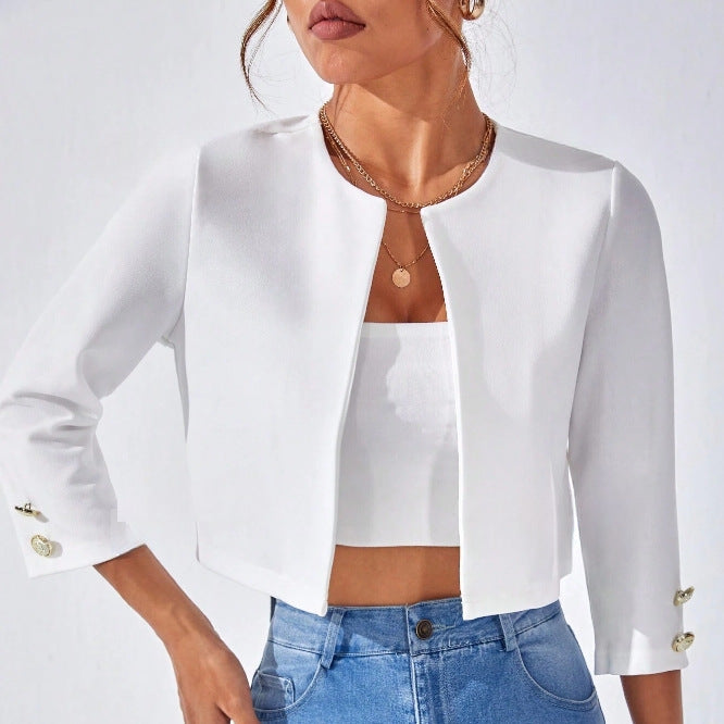 Beatrice | Giacca Bomber Slim Con Bottoni E Maniche 3/4