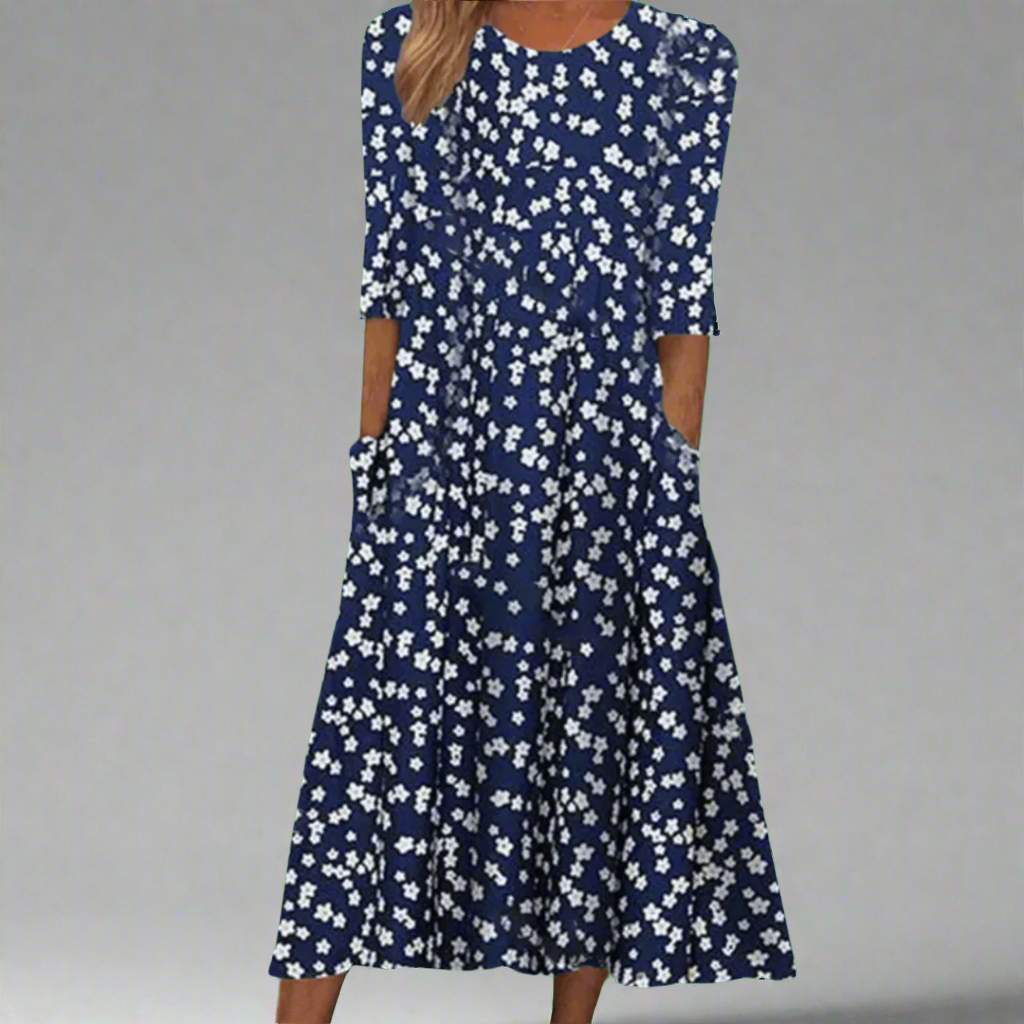 Arianna | Abito Lungo Floreale Elegante in Tessuto Premium