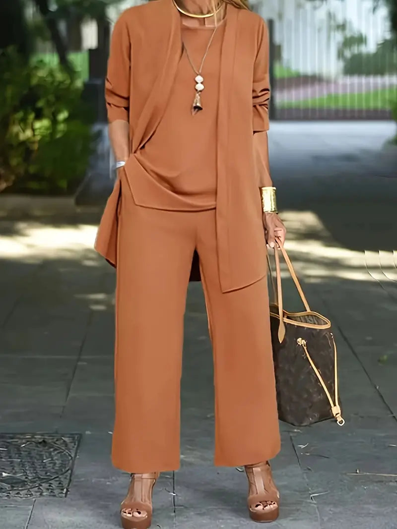 Lucy | Set Elegante 3 Pezzi con Cardigan, Top e Pantaloni per Uno Stile Completo