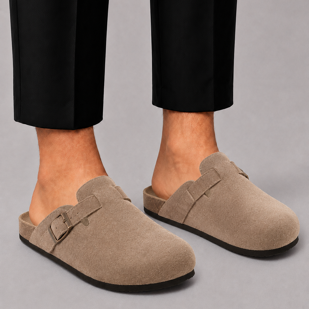 Riccardo | Clogs Uomo in Camoscio Beige dal Design Minimal