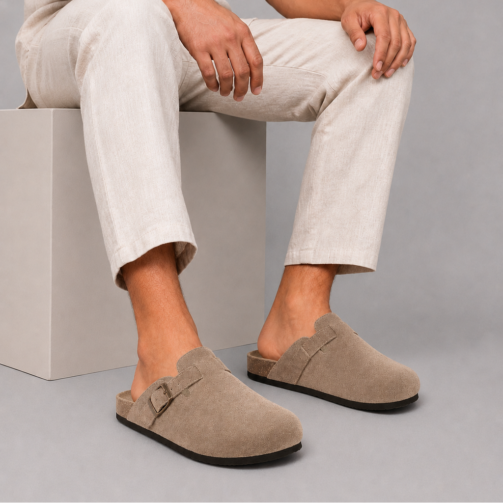 Riccardo | Clogs Uomo in Camoscio Beige dal Design Minimal