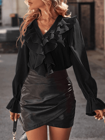 Jessica | Blusa Elegante a Maniche Lunghe con Volant