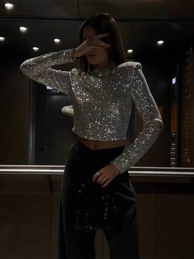 Karolin | Top Corto Elegante A Maniche Lunghe