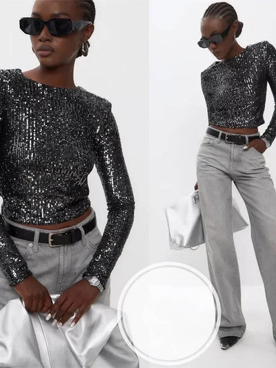 Karolin | Top Corto Elegante A Maniche Lunghe