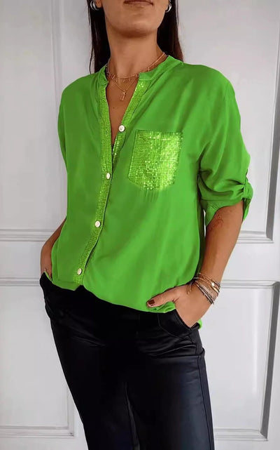 Kathrin | Camicetta Elegante Con Dettagli In Paillettes