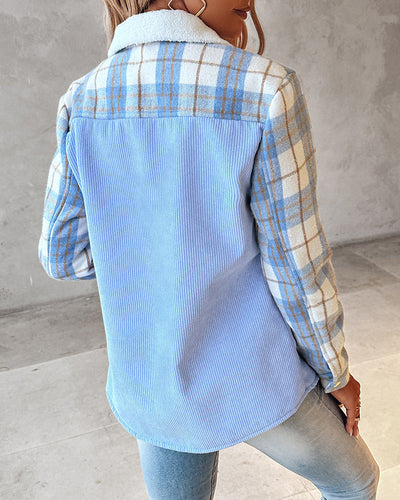 Alessia | Giacca Autunnale A Blocchi Di Colore Con Stampa Fantasia