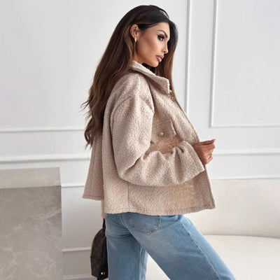 Adele | Cappotto Autunnale in Tweed con Collo Polo