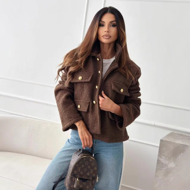 Adele | Cappotto Autunnale in Tweed con Collo Polo