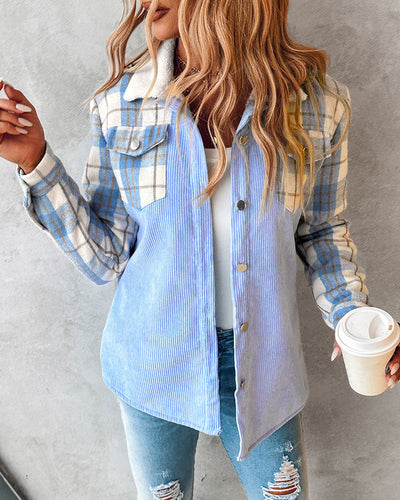 Alessia | Giacca Autunnale A Blocchi Di Colore Con Stampa Fantasia