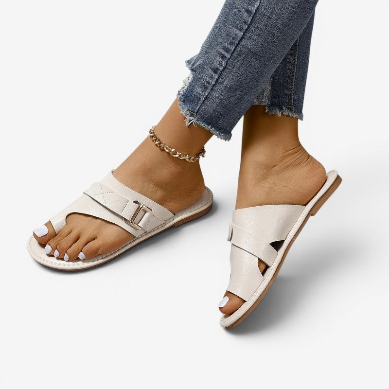Serena | Sandali Donna Flat con Fibbia Regolabile e Suola Antiscivolo