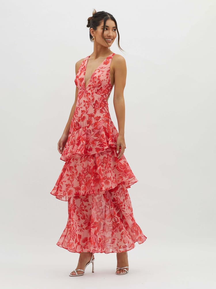 Allegra | Abito Maxi con Volant e Spalline Sottili