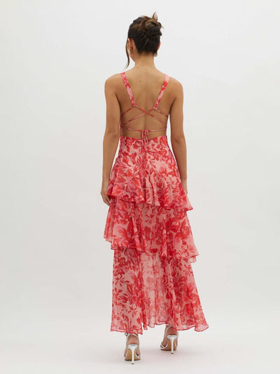 Allegra | Abito Maxi con Volant e Spalline Sottili