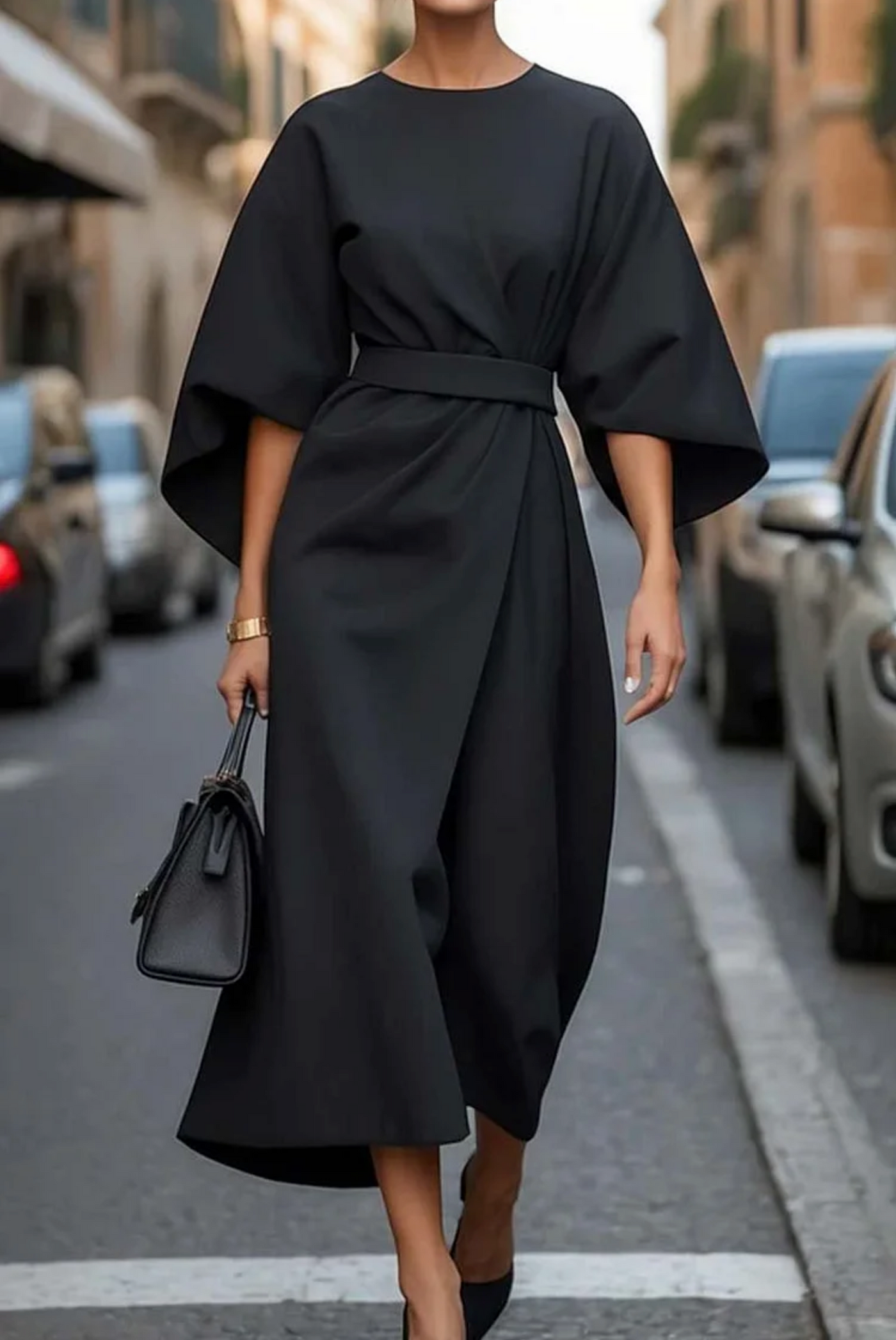 Sonia | Abito Elegante con Maniche a Lanterne e Cintura