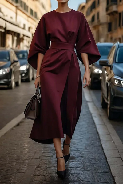 Sonia | Abito Elegante con Maniche a Lanterne e Cintura
