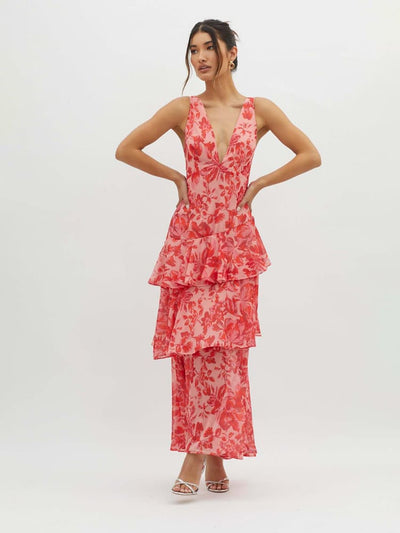 Allegra | Abito Maxi con Volant e Spalline Sottili