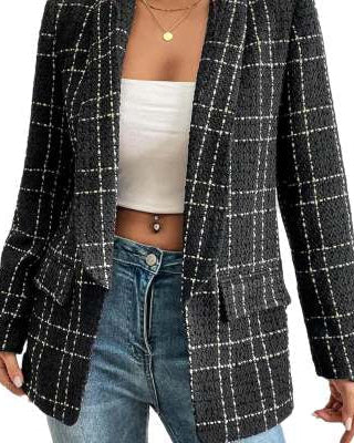 Mara | Blazer Aderente a Quadri con Bottonatura Frontale
