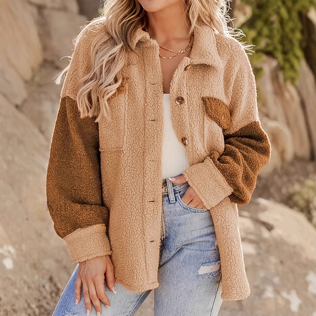 Liora | Cappotto Donna Autunnale Mezza Lunghezza con Finiture Contrastanti