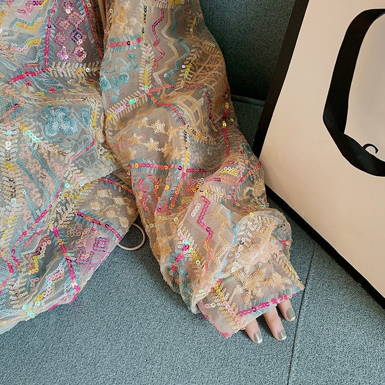 Luna | Giacca Leggera con Paillettes e Maniche a Pipistrello