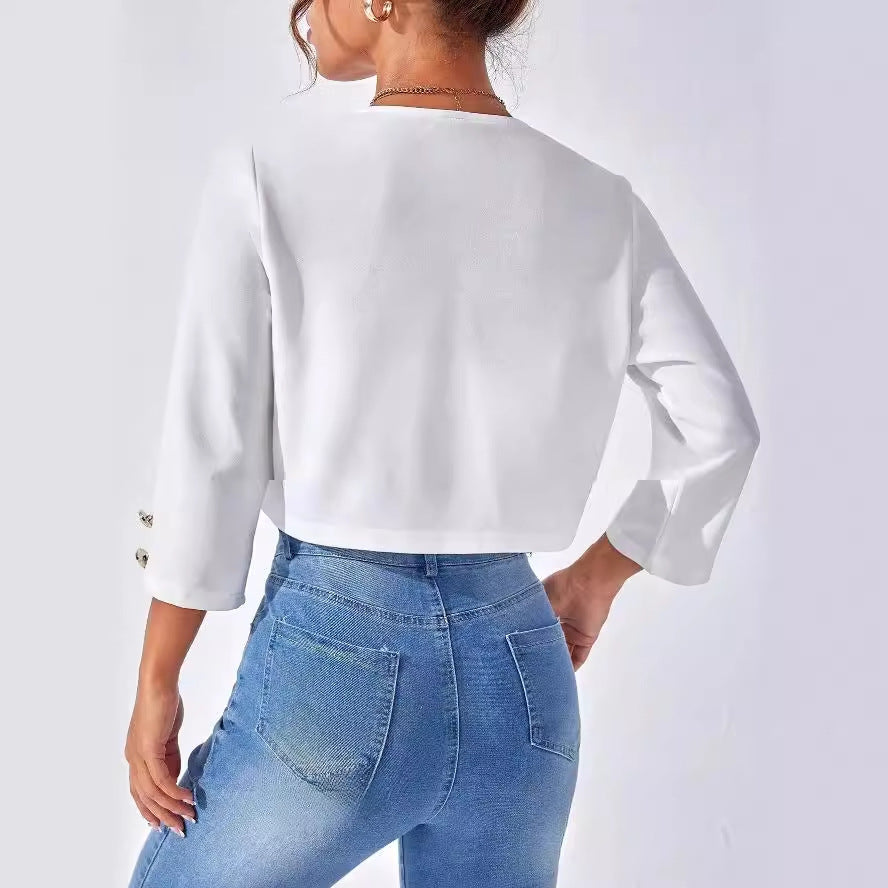 Beatrice | Giacca Bomber Slim Con Bottoni E Maniche 3/4