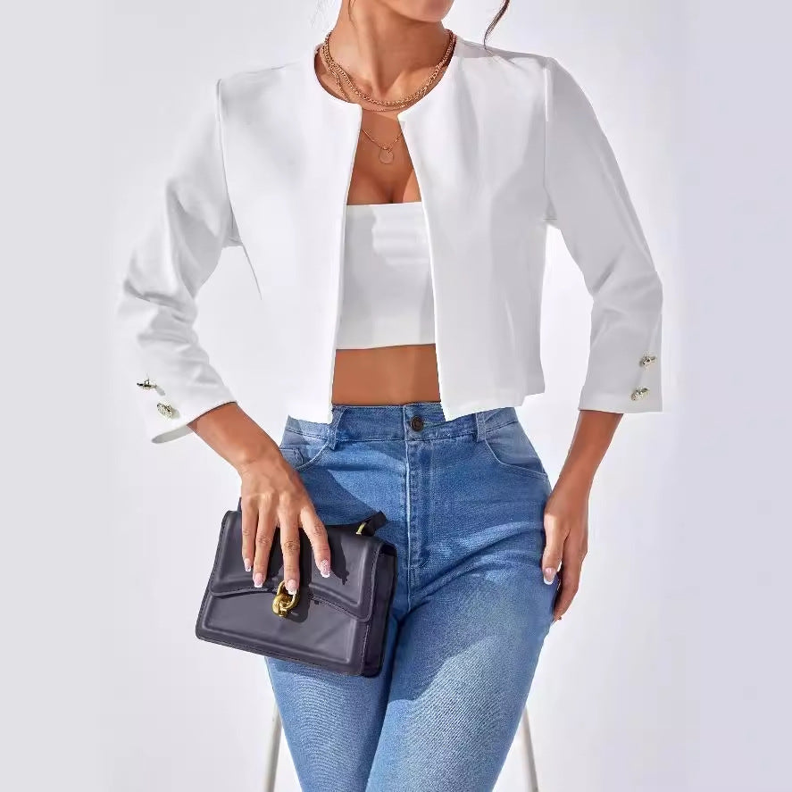 Beatrice | Giacca Bomber Slim Con Bottoni E Maniche 3/4