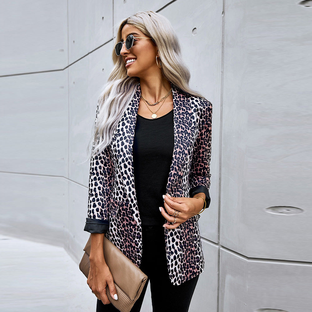 Veronica | Blazer Leopardato con Vestibilità Ampia e Stile Rilassato