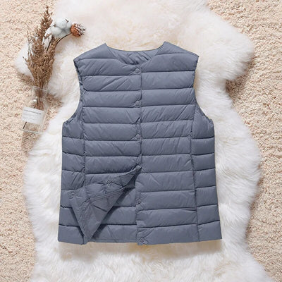 Artic - Gilet in cotone plissettato con piume d'anatra bianche