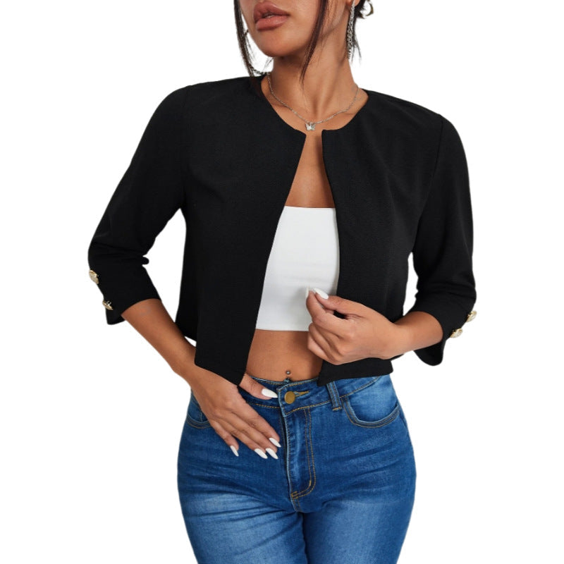 Beatrice | Giacca Bomber Slim Con Bottoni E Maniche 3/4