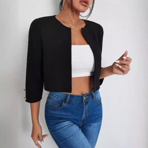 Beatrice | Giacca Bomber Slim Con Bottoni E Maniche 3/4