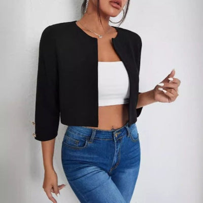 Beatrice | Giacca Bomber Slim Con Bottoni E Maniche 3/4