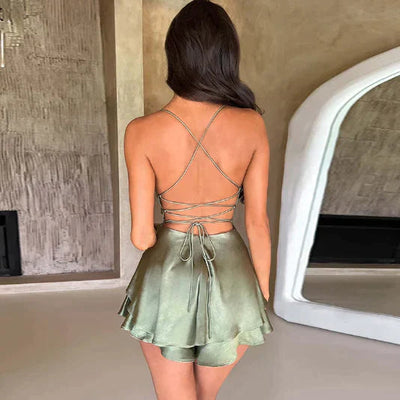 Abito Halter in Satin